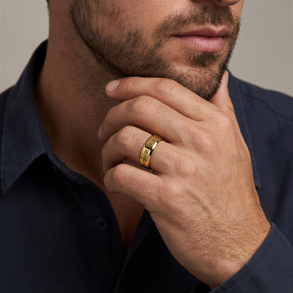 Custom Men's Ring - Silver, Gold, and Black Plating.
