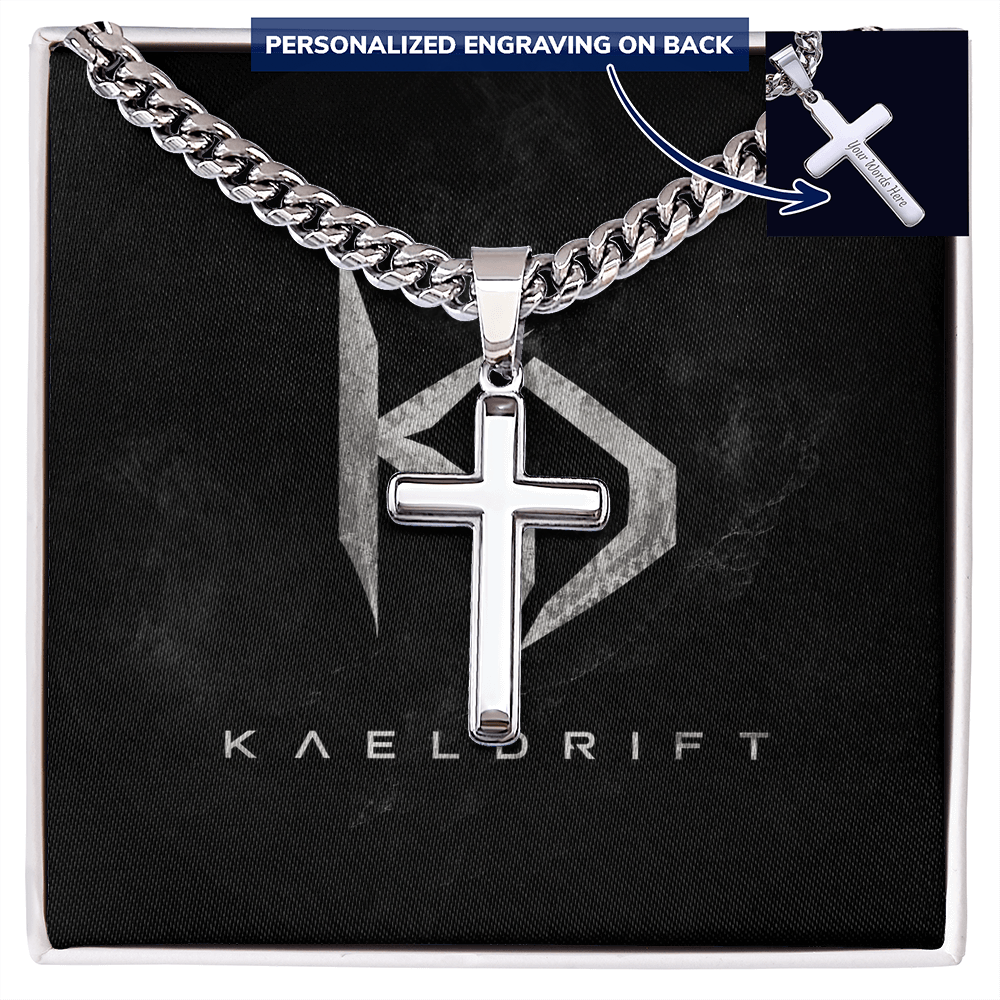 Personalized Engraving Cross - Cuban Link Chain