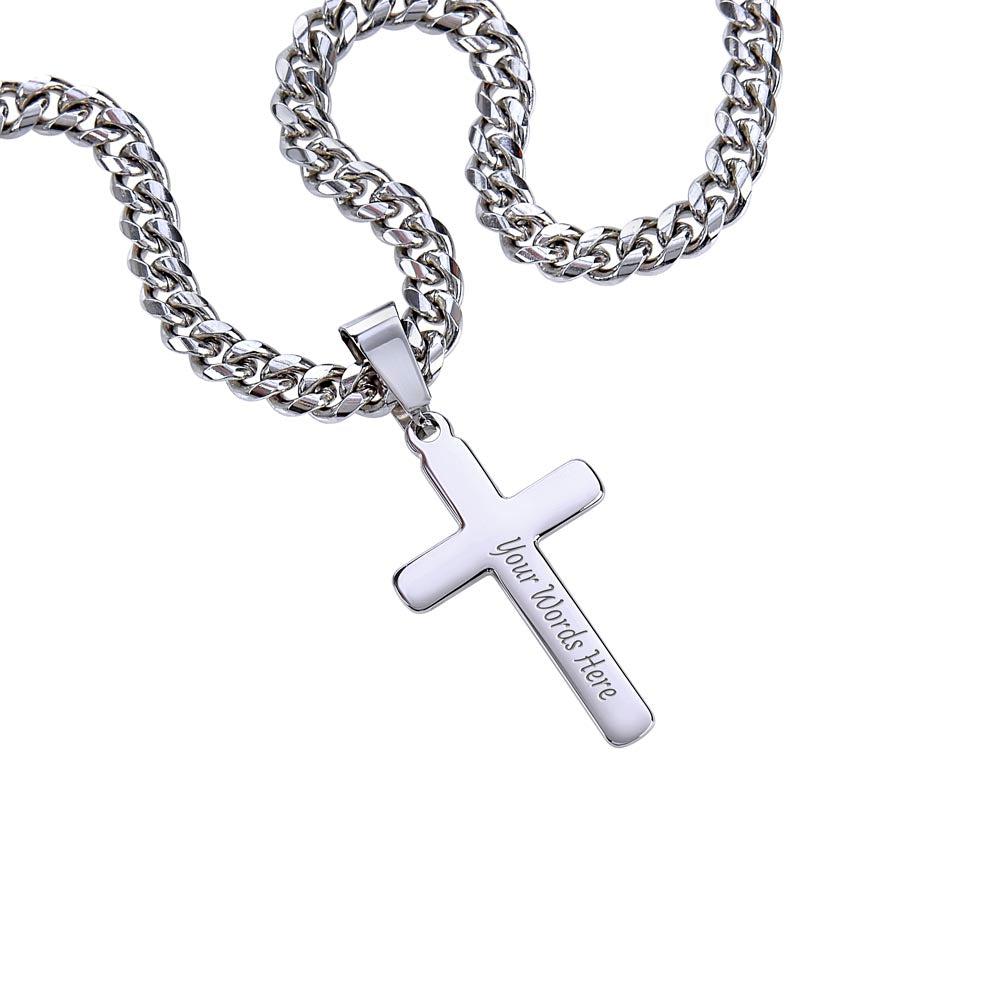 Personalized Engraving Cross - Cuban Link Chain