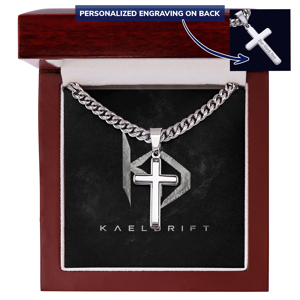 Personalized Engraving Cross - Cuban Link Chain