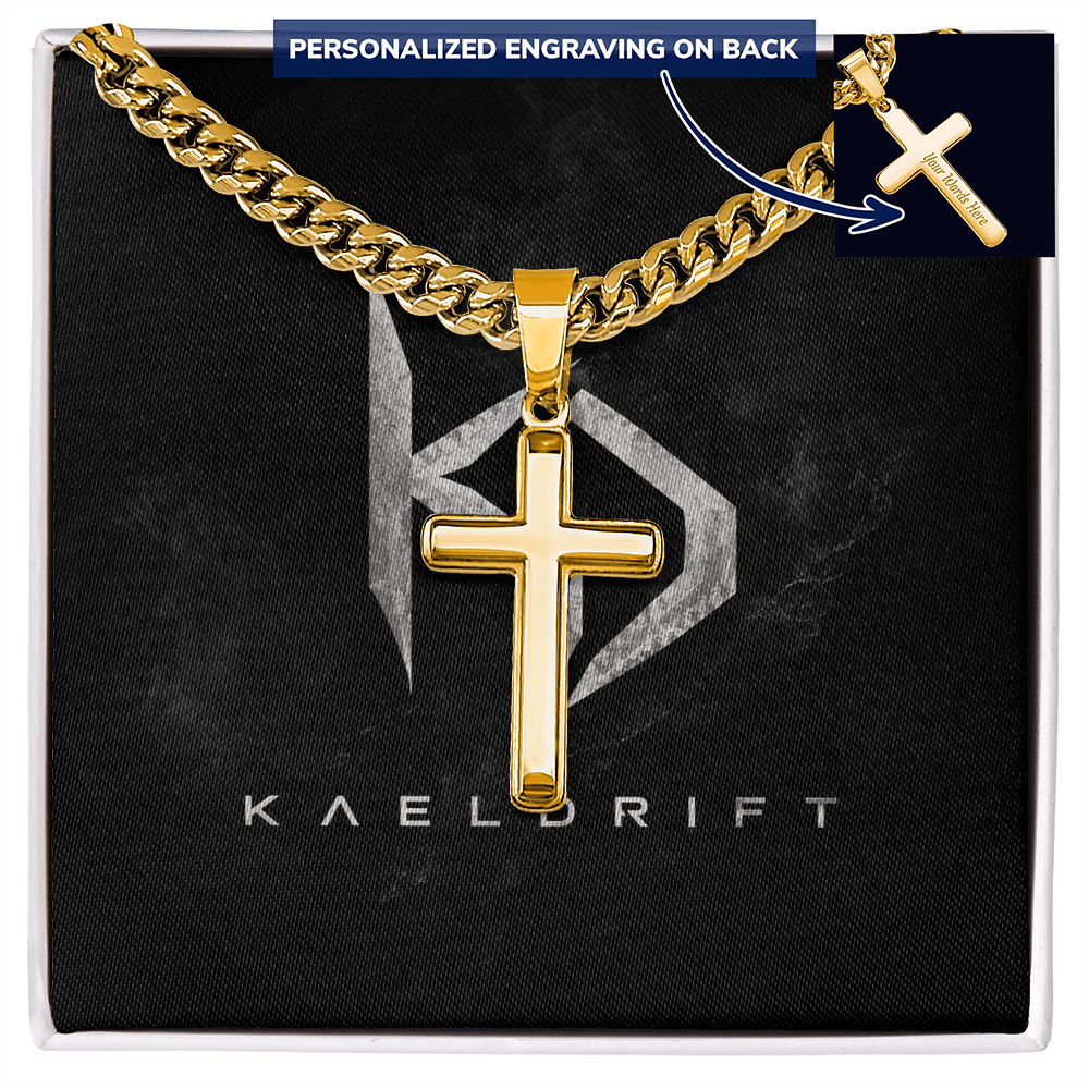 Personalized Engraving Cross - Cuban Link Chain