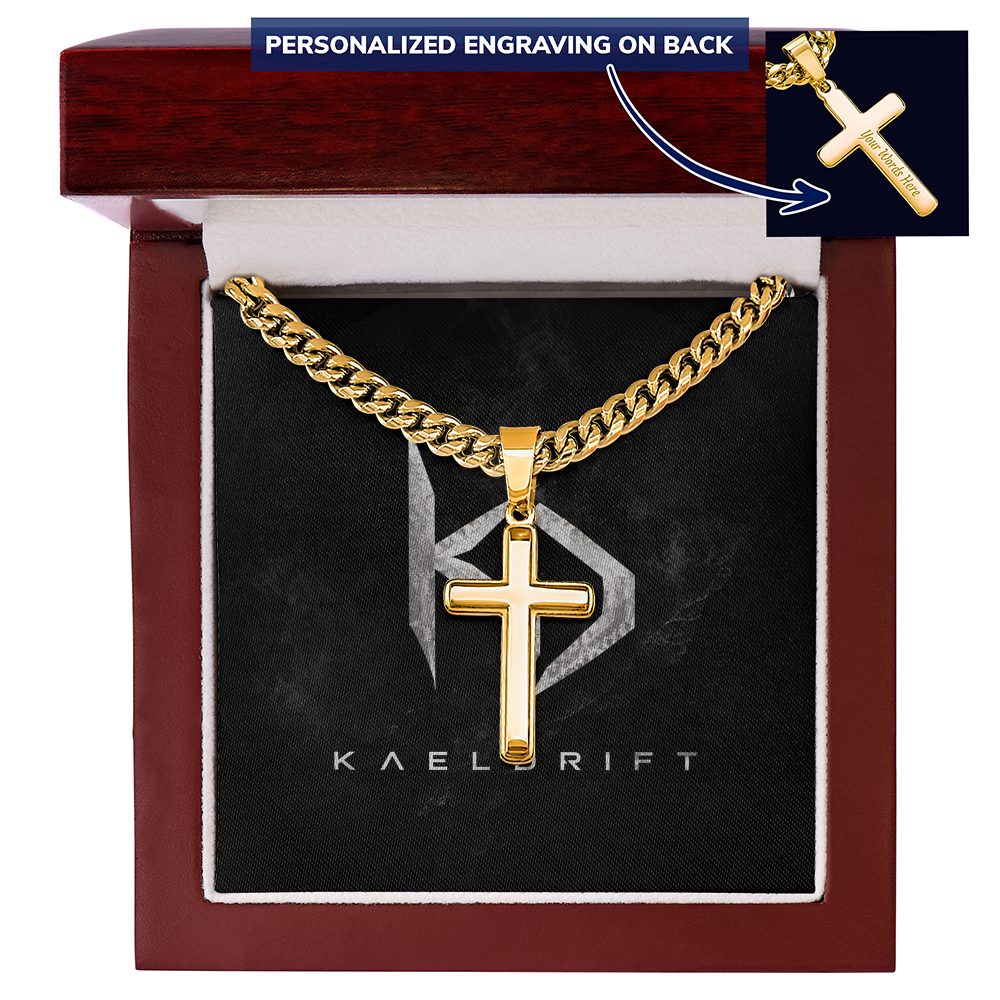 Personalized Engraving Cross - Cuban Link Chain